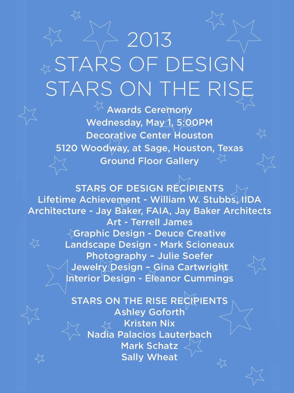 Decorative Center Houston Stars of Design and Stars on the Rise award winner April 2013