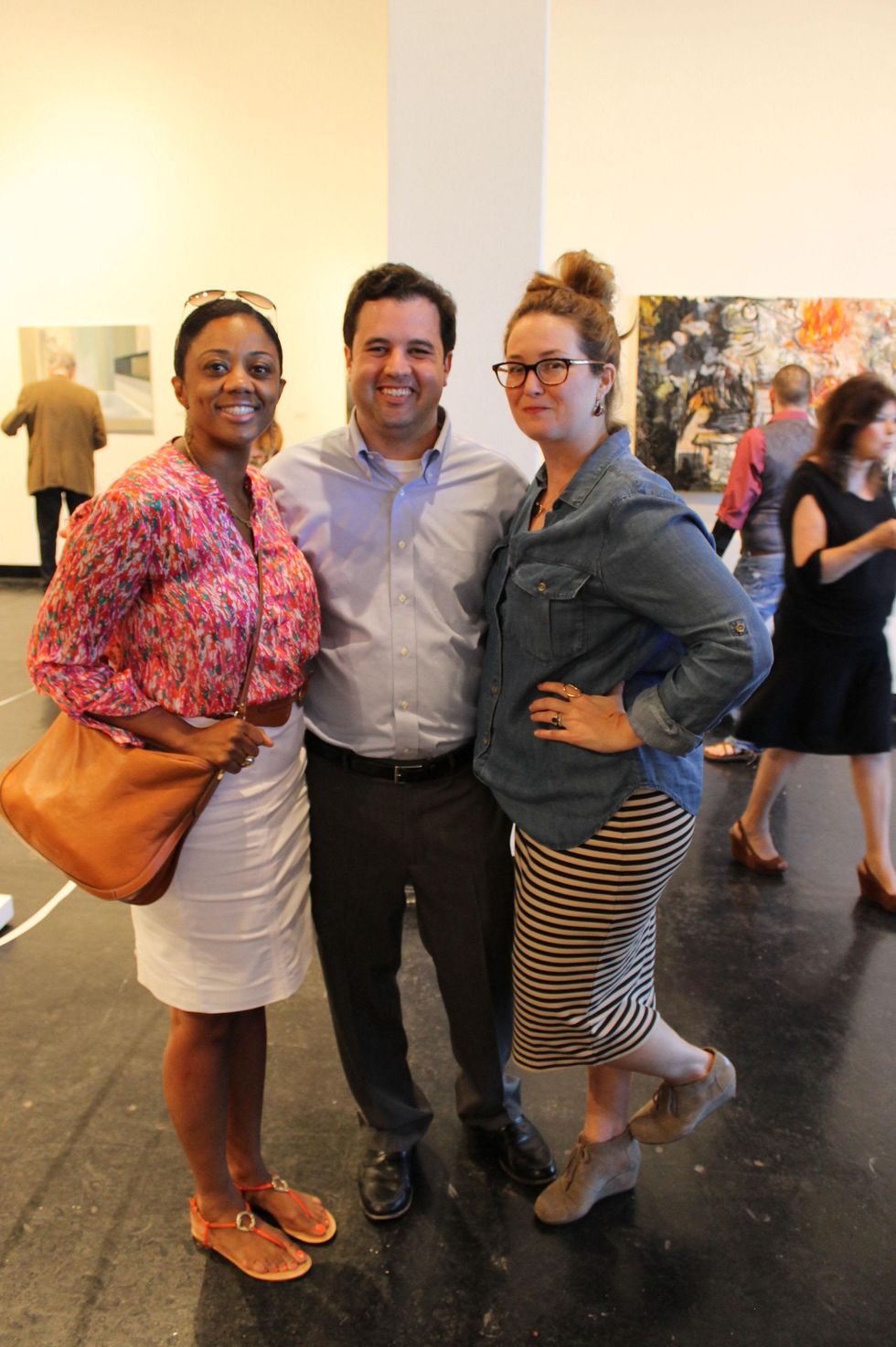 Denise Furlough, from left, with Joey and Nicole Romano at the Lawndale Big Show preview party July 2014