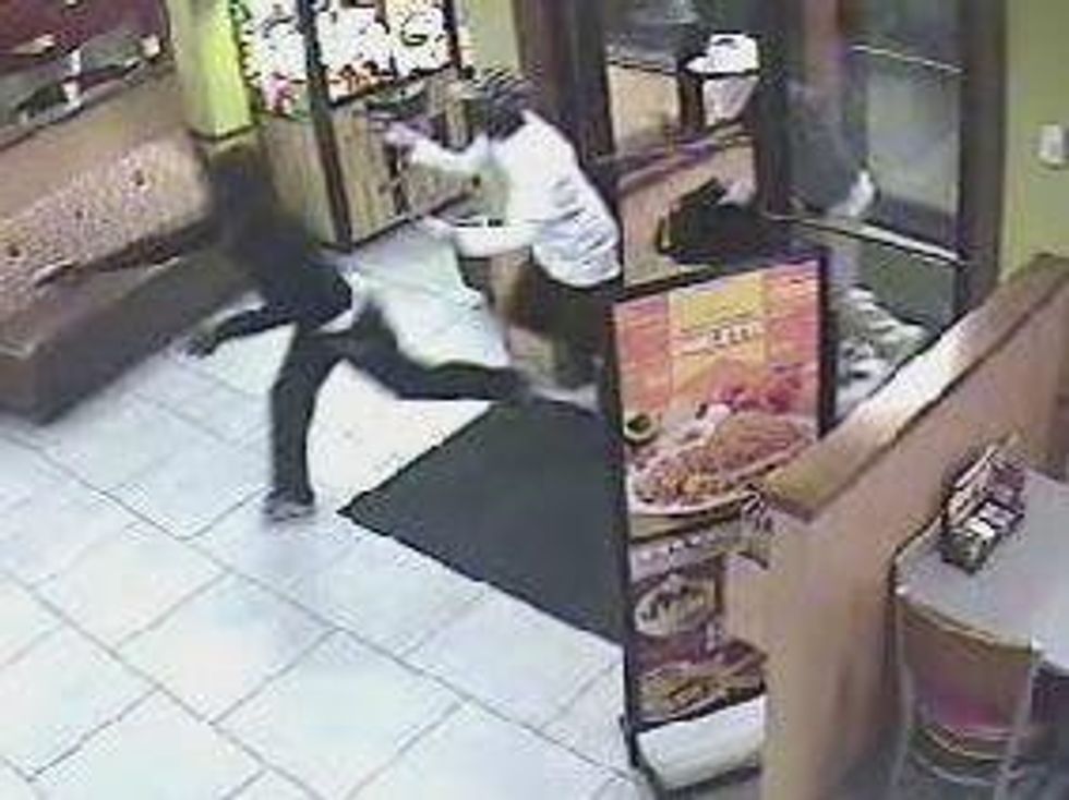 Denny's shooting surveillance shot 2 RUN FLAT