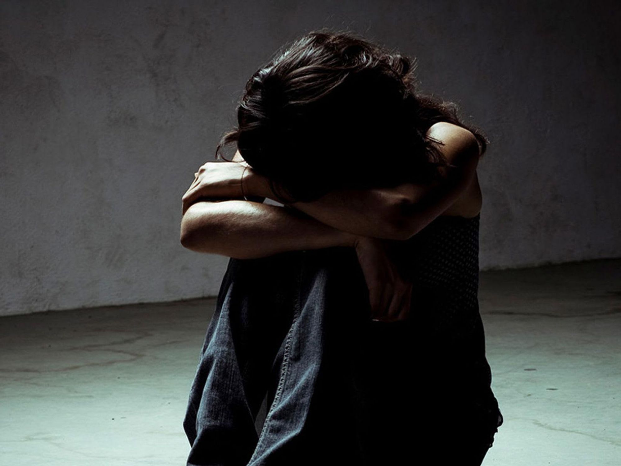 Depressed girl partial silhouette