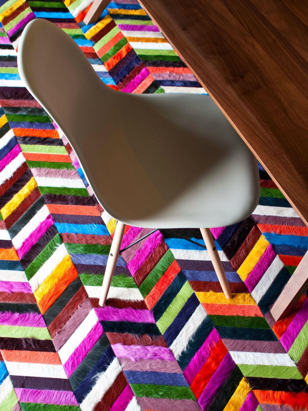 Desk with Kyle Bunting cowhide rug