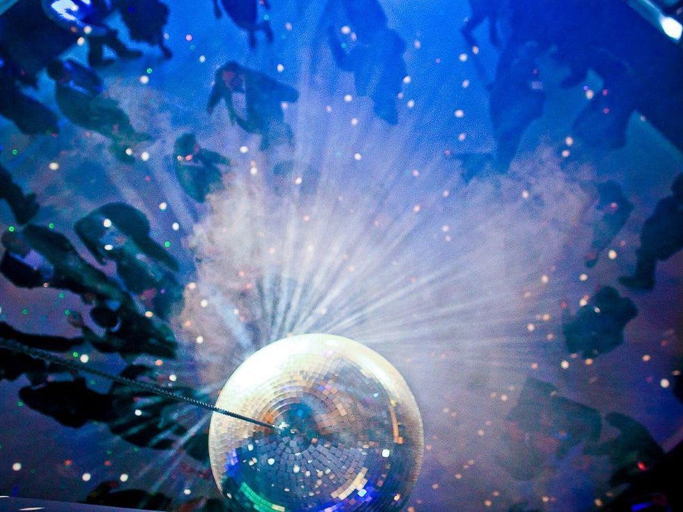 disco ball blue at Cloud9 at Bering Omega's Sing for Hope after-party