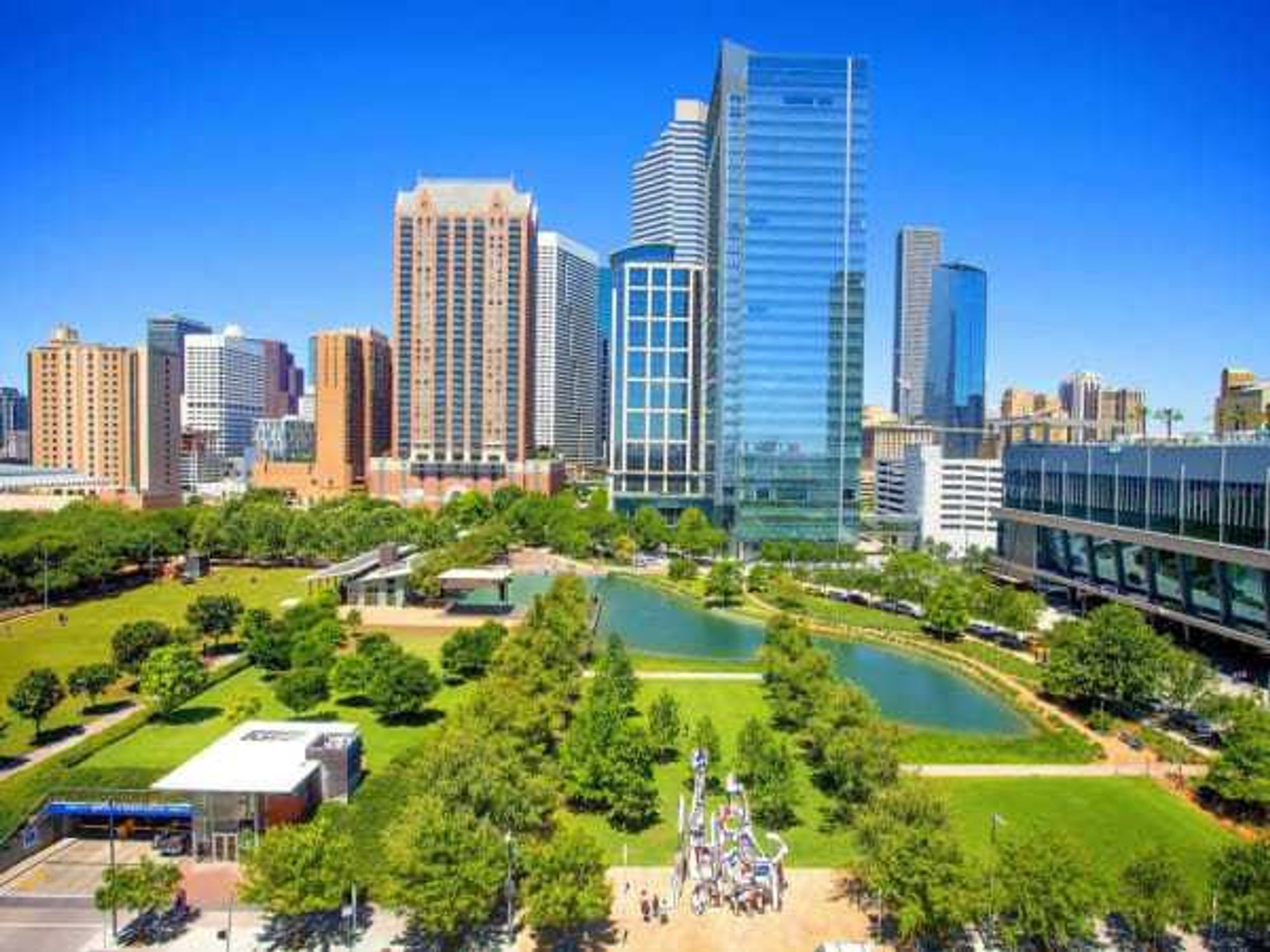 Discovery Green Houston aerial