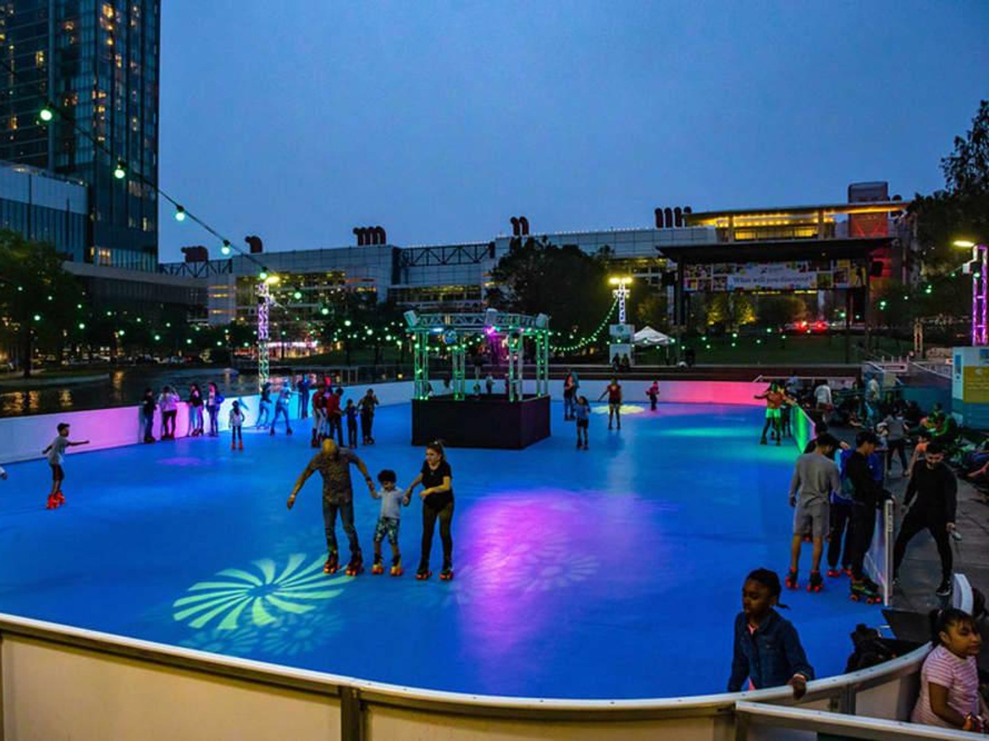Discovery Green roller rink roller skating