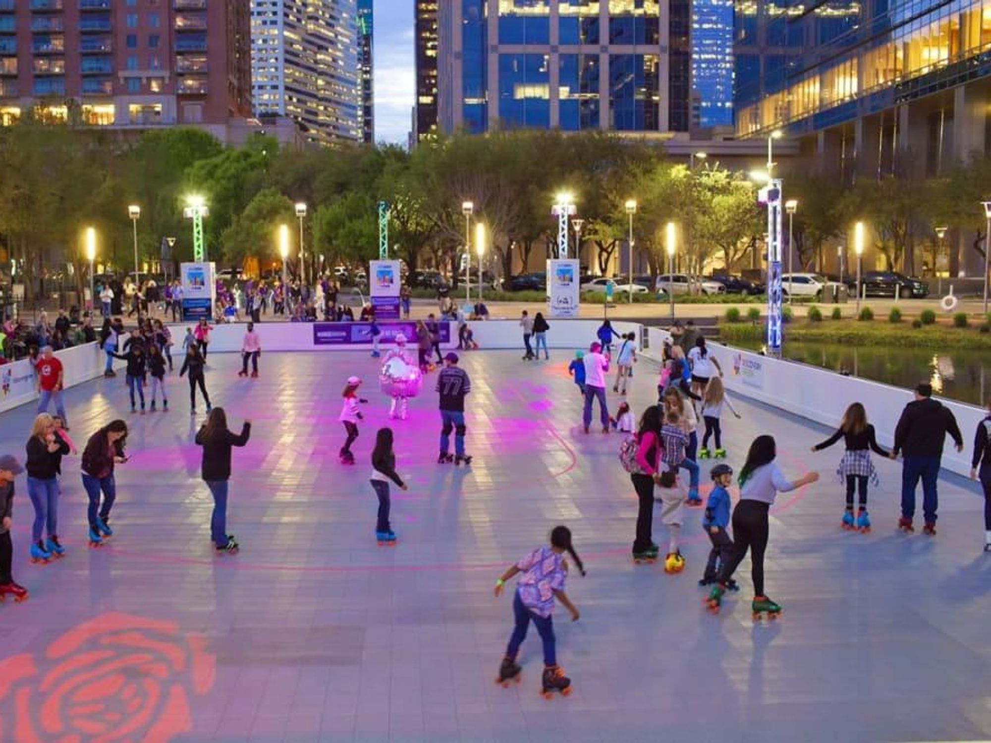 Discovery Green roller rink roller skating