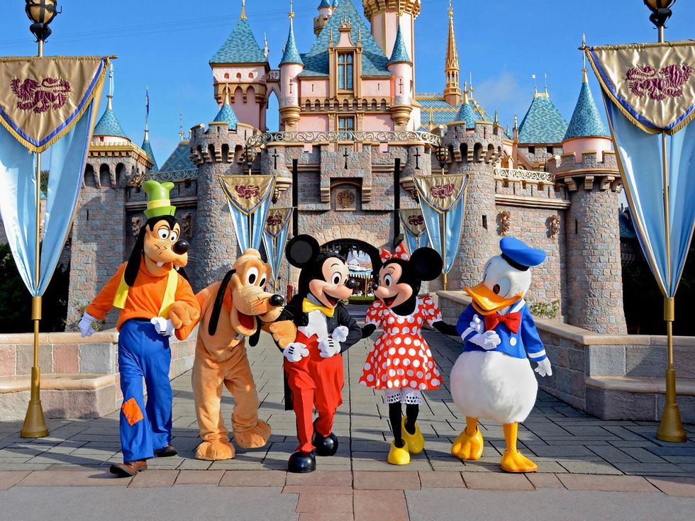 Disneyland with Goofy, Mickey Mouse, Minnie Mouse and Donald Duck