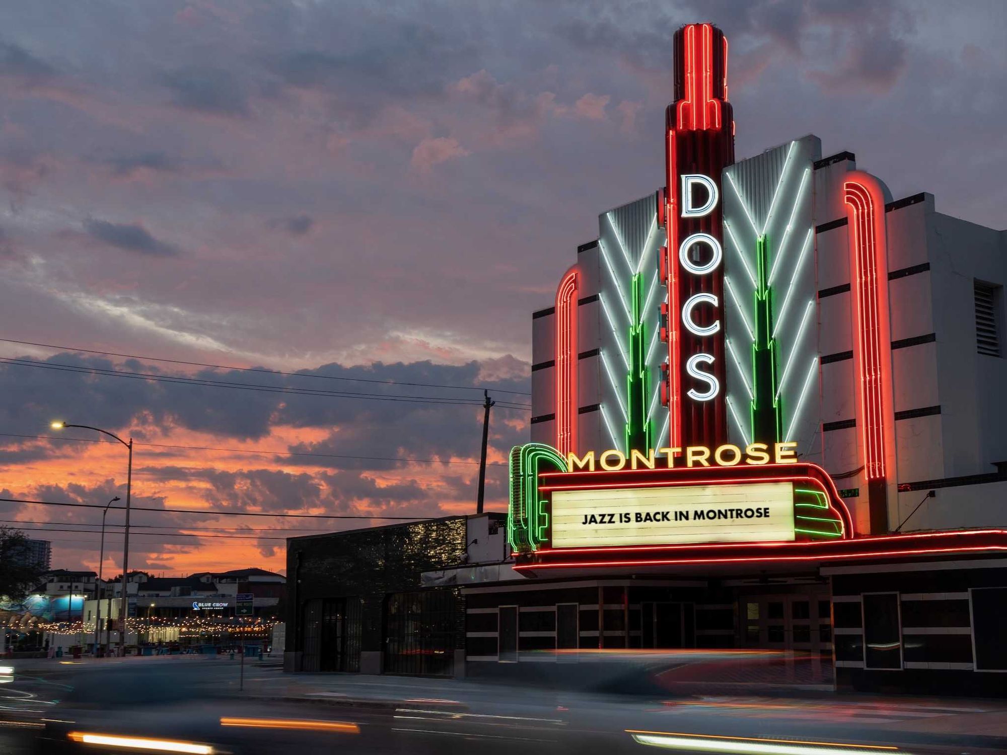 Doc's Houston jazz club marquee