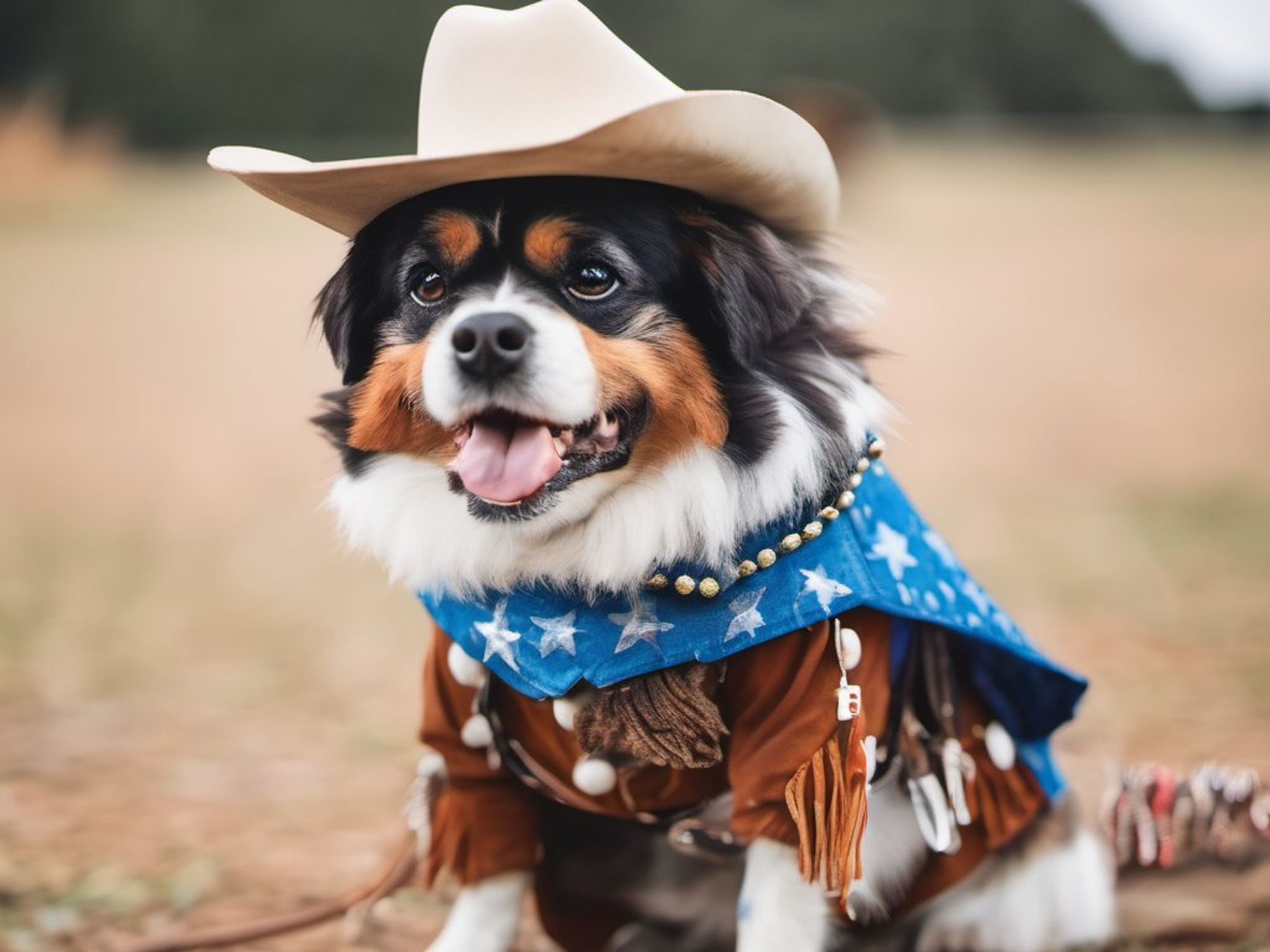 dog dressed as cowboy