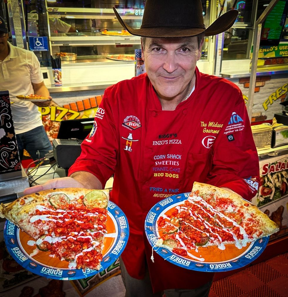 Dominic Palmieri rodeo carnival midway food Hot Cheetos Cheese Pickle Pizza