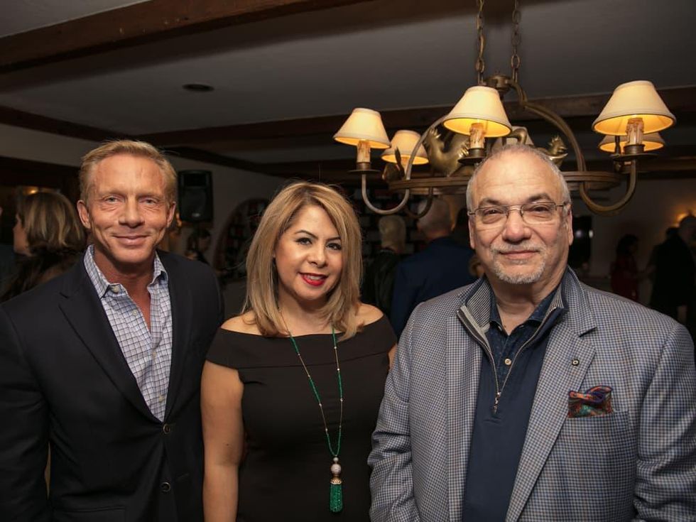 Doug Harris, Esme Perez, Scott Brogan at Big Game Party