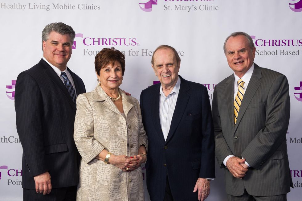 Douglas and Anna Marie Hildalgo, from left, Bob Newhart and Harold Hildalgo Sr. at the CHRISTUS Foundation for HealthCare spring luncheon April 2015