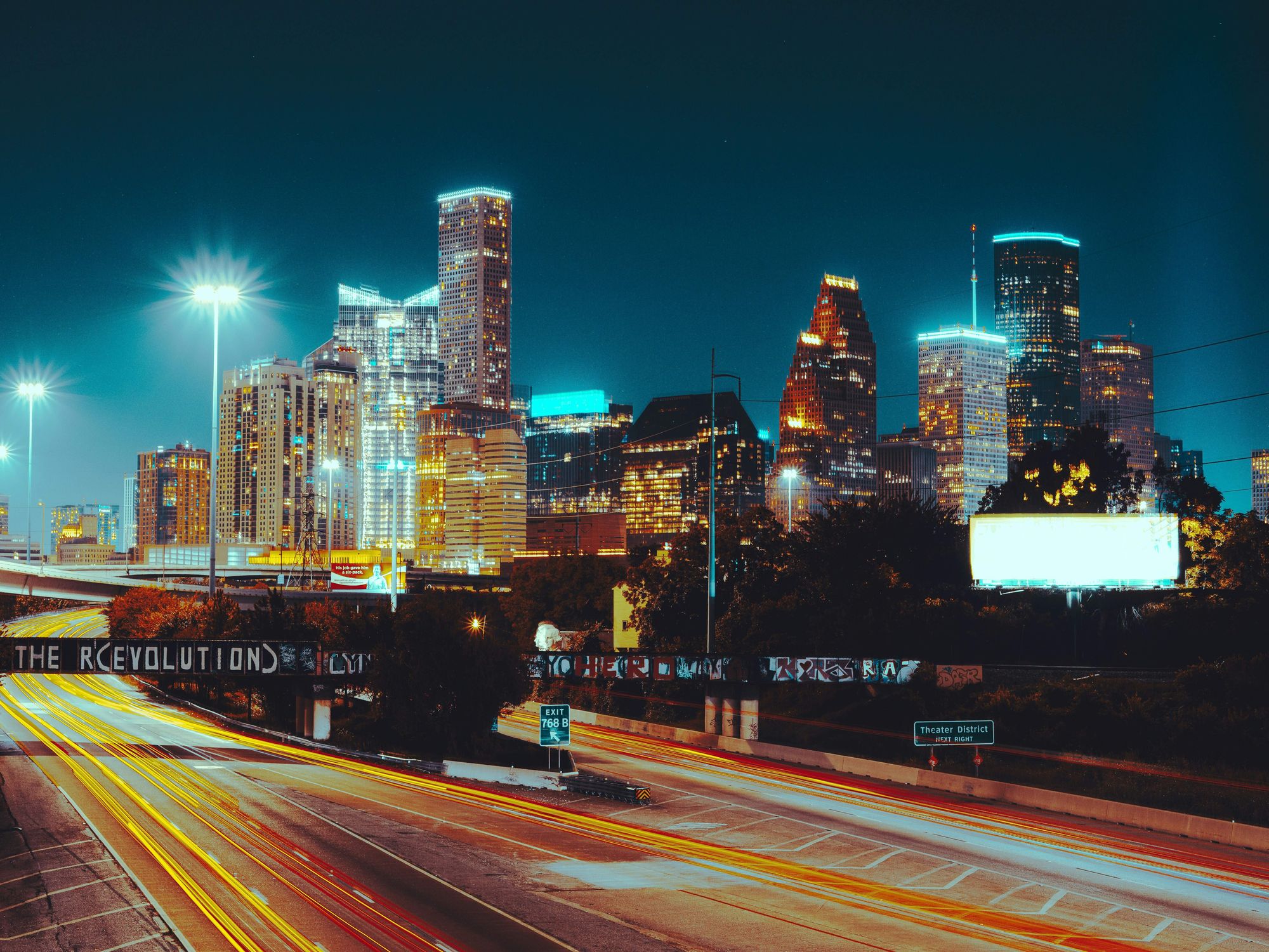Downtown Houston skyline at night