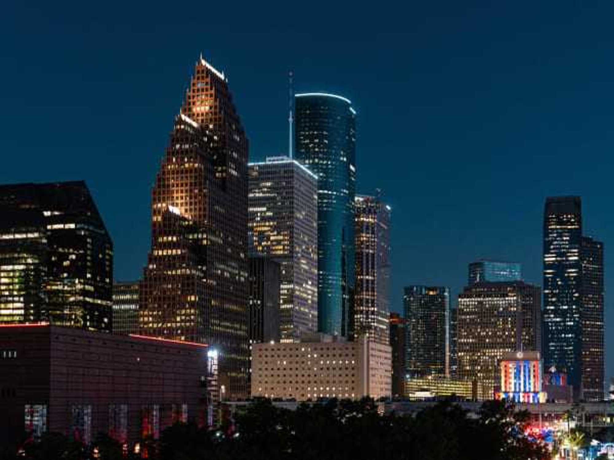 Downtown Houston skyline at night