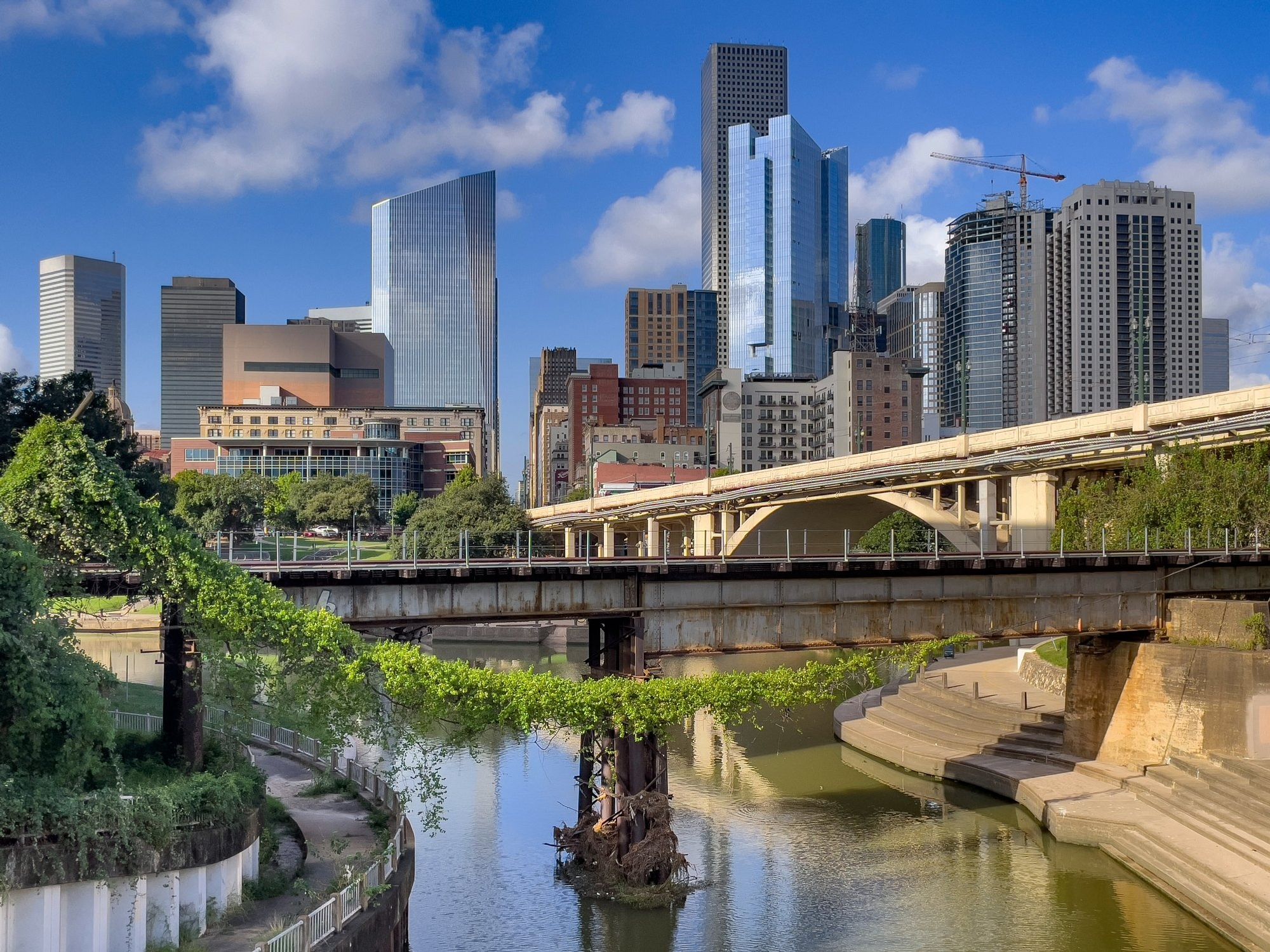 downtown houston skyline bayou