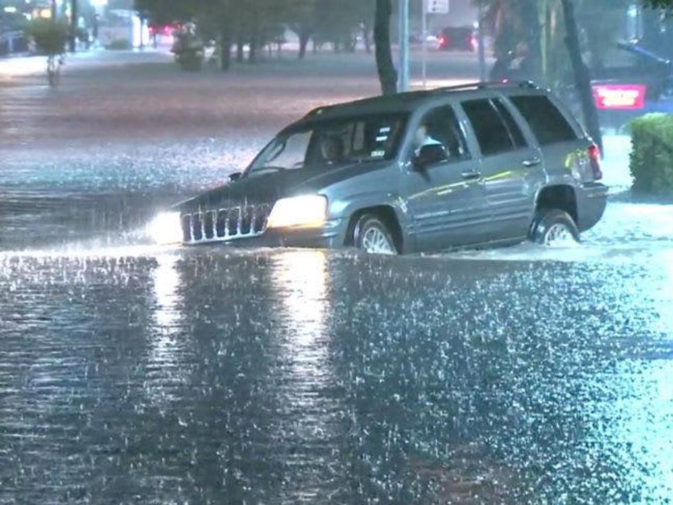 Dozens of vehicles were flooded on Bellfort Avenue as severe storms moved through the Houston area flooding
