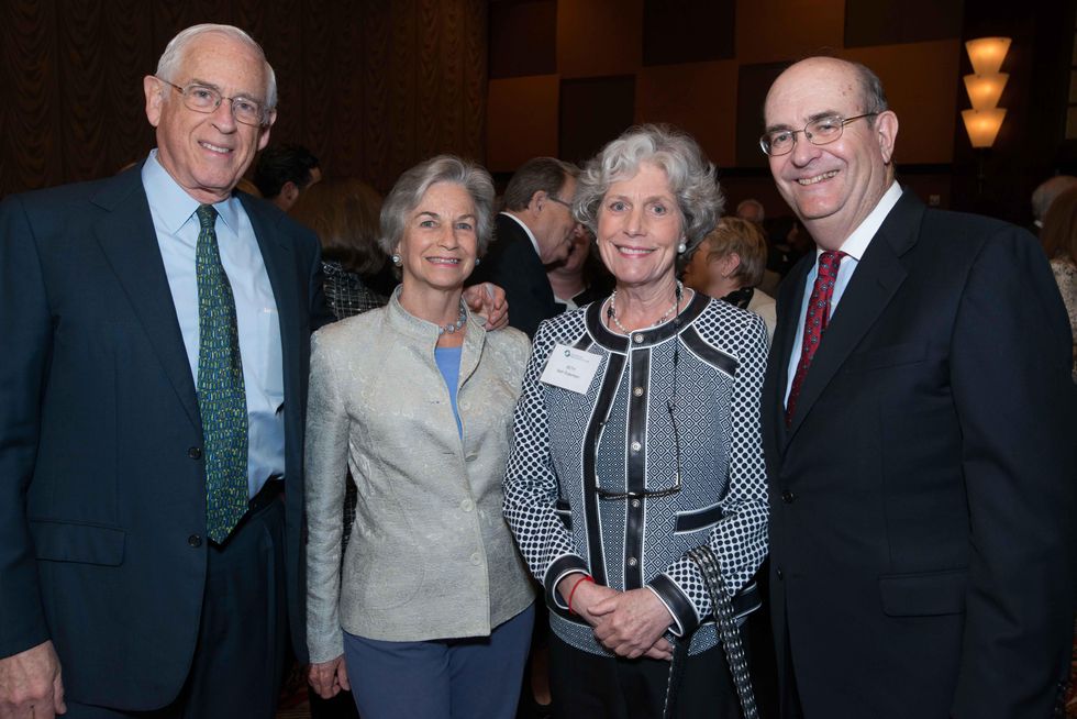 Dr. John Mendelsohn and Ann Mendelsohn, from left, Beth Robertson and Steve Miller at the Center for Houston's Future luncheon March 2015