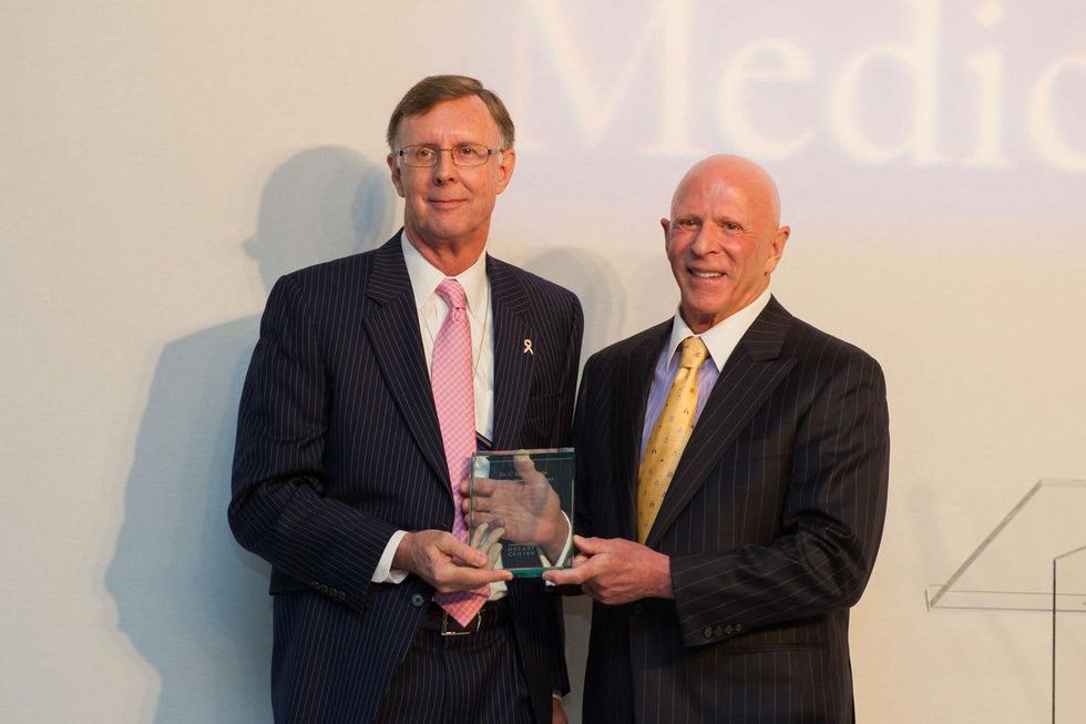 Dr. Kent Osborne, left, and Lester Smith at Stiletto Strut September 2014