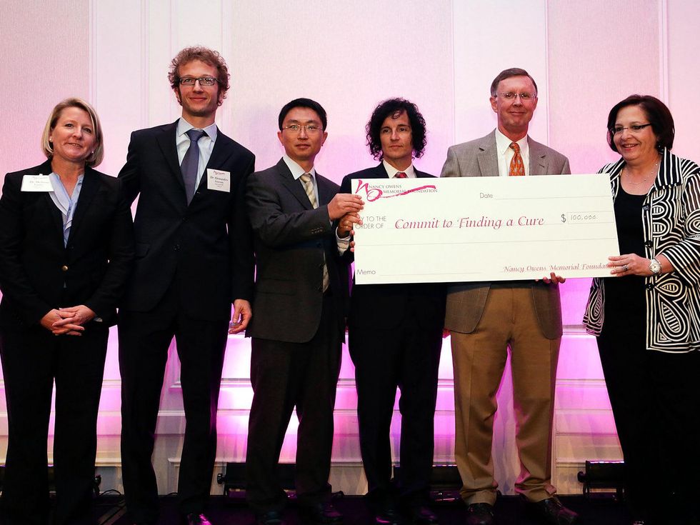 Dr. Melissa Landis, from left, Dr. Alessandro Grattoni, Dr. Xiaosong Wang, Dr. Anthony Lucci, Dr. Kent Osborne and Amy Bernstein at the Nancy Owens luncheon October 2013