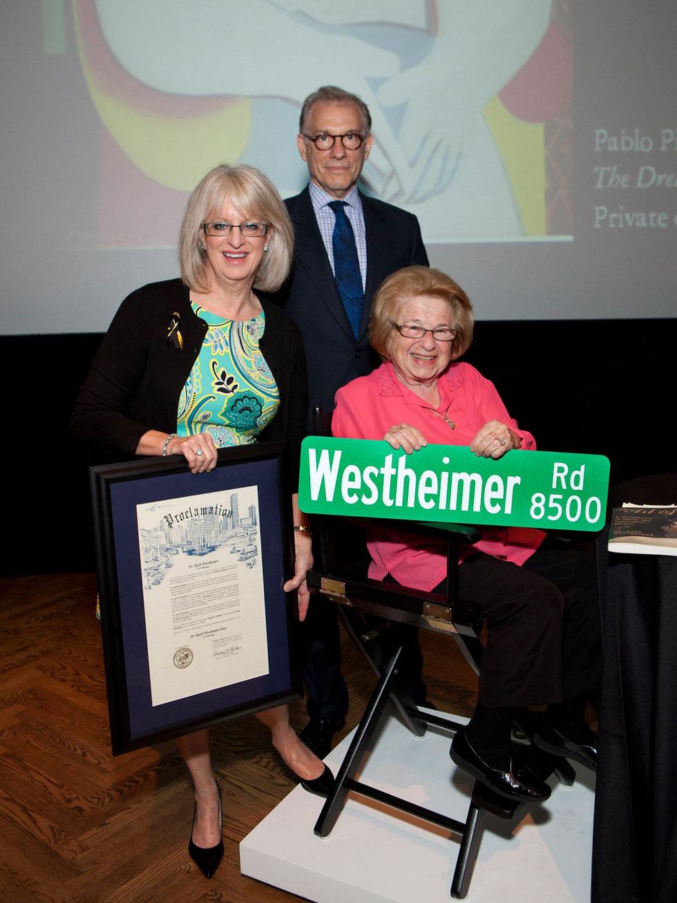 Dr. Ruth Westheimer at MFAH June 2013 Councilwoman Noriega, Gary Tinterow, Dr. Ruth