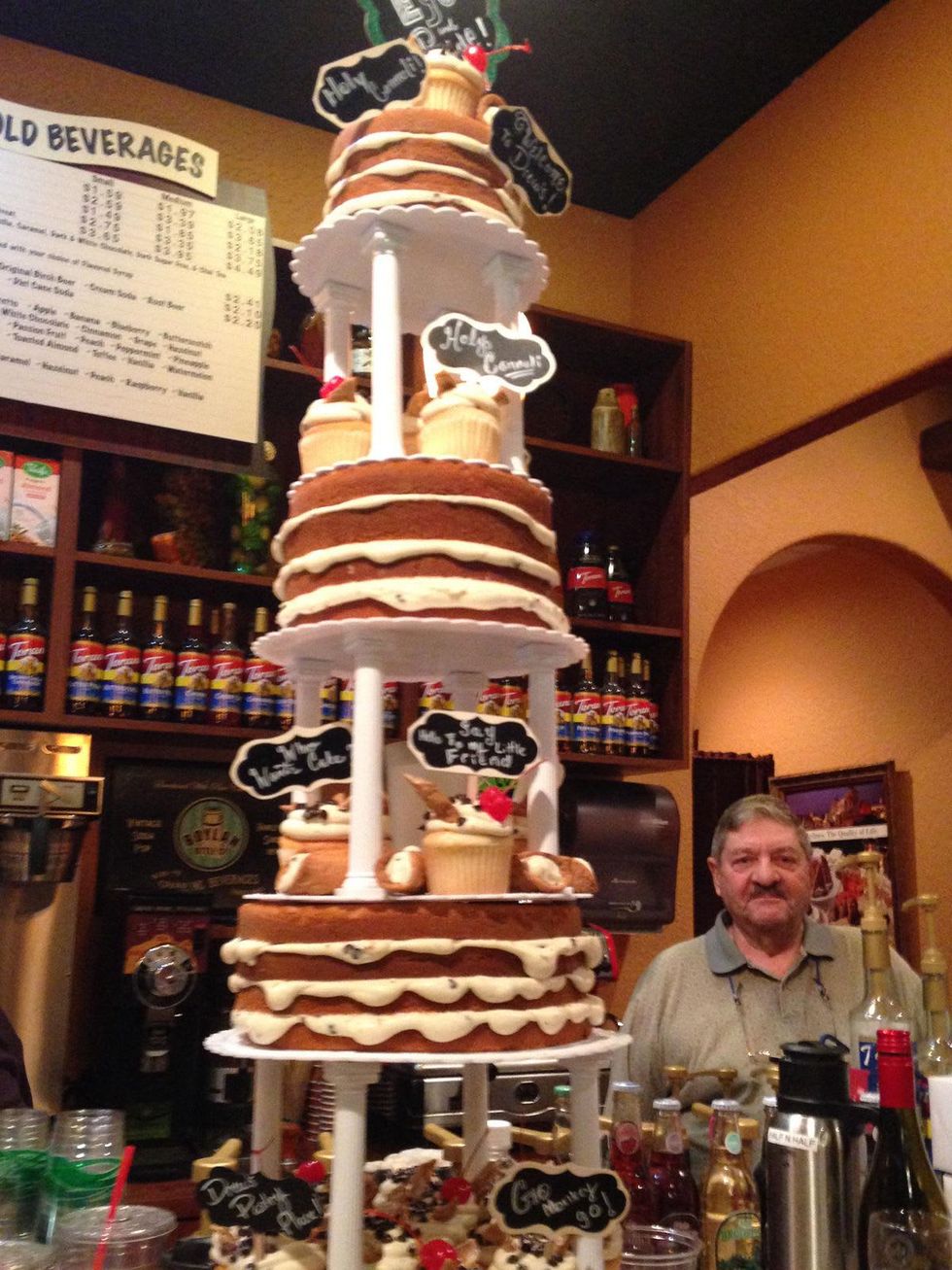 Drew's Pastry Place on Bakery Boss January 2014 Cannoli Cake tower with Jack Rogers