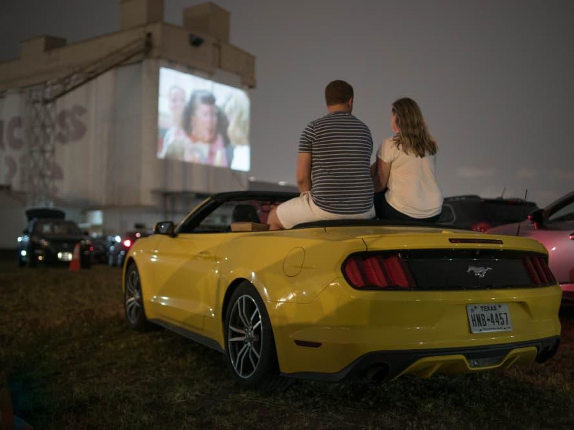 Drive-In Sawyer Yards Houston car couple Rooftop Cinema Club