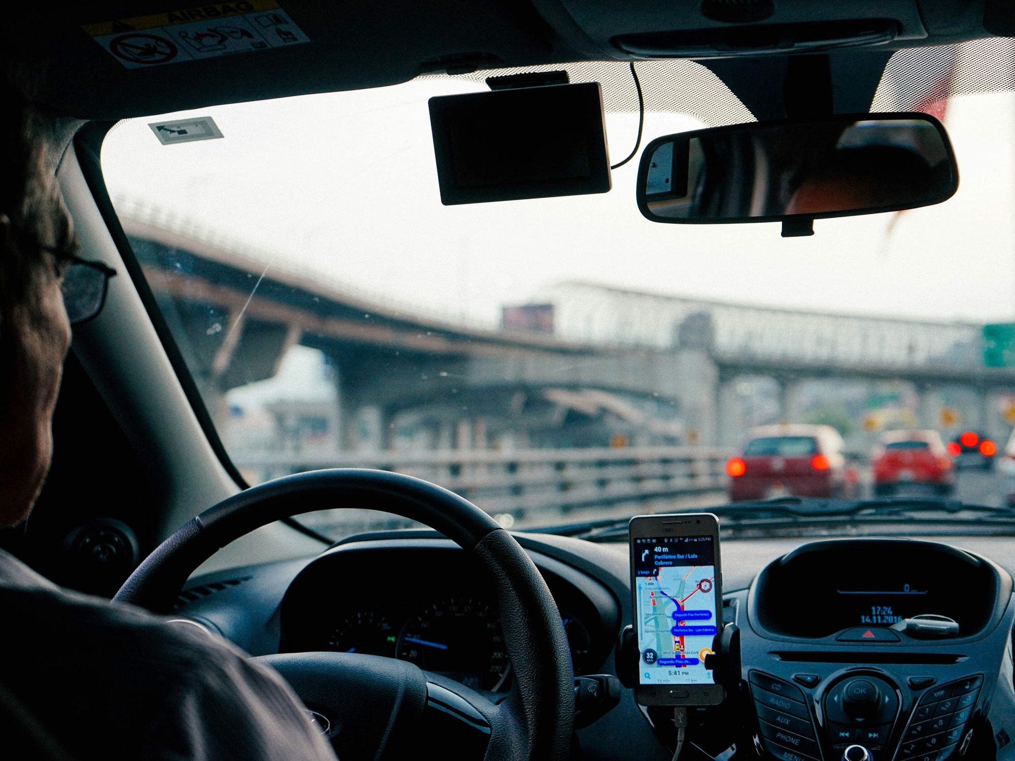 Driver behind the wheel