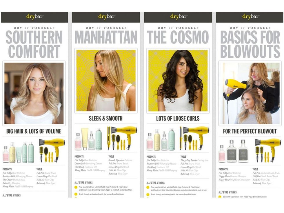 Drybar Houston hair salon August 2013 menu