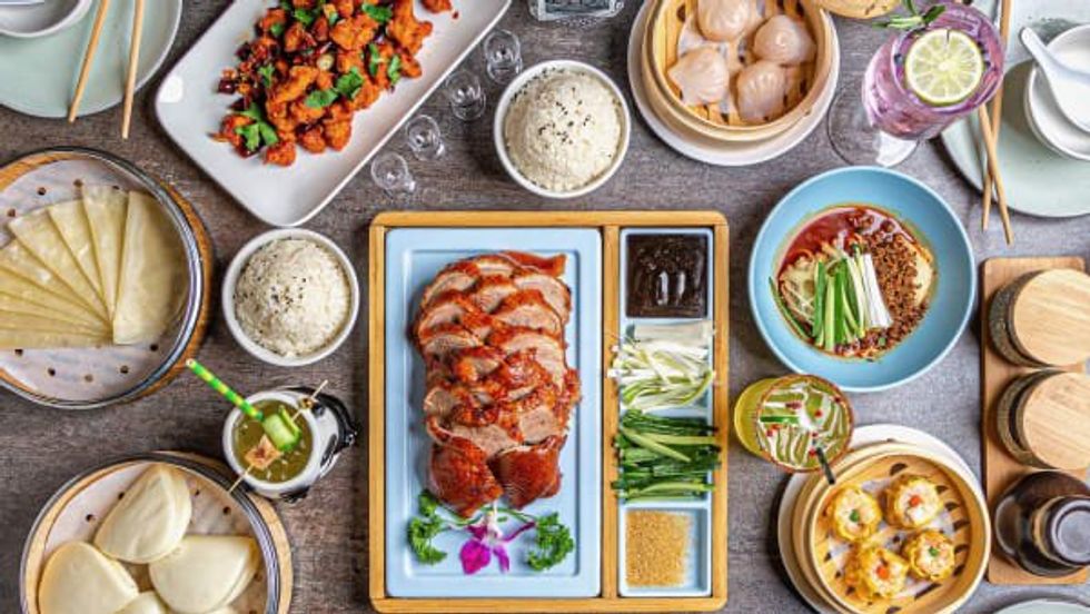 Duck N Bao Rice Village food spread