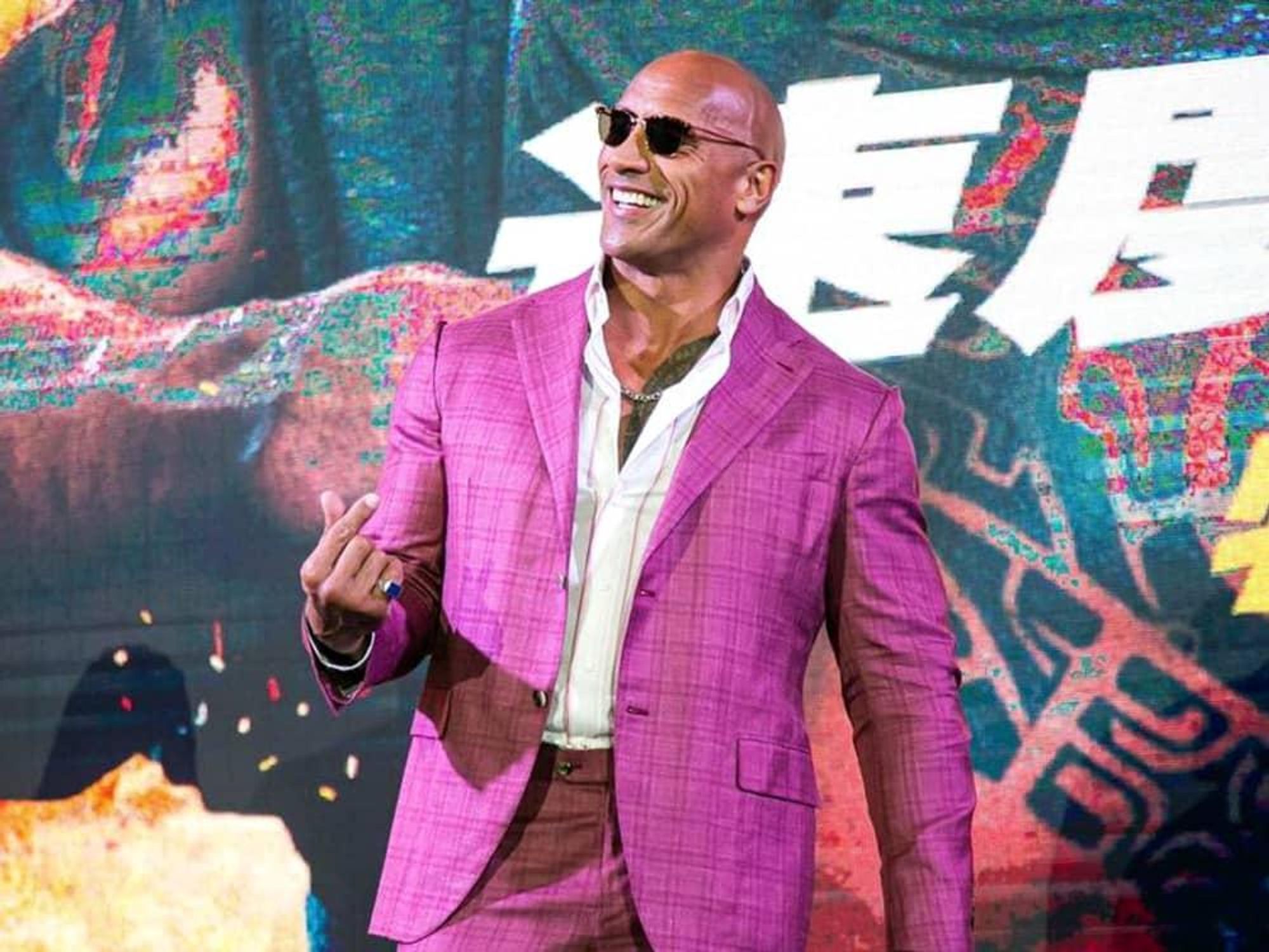 Dwayne Johnson purple suit