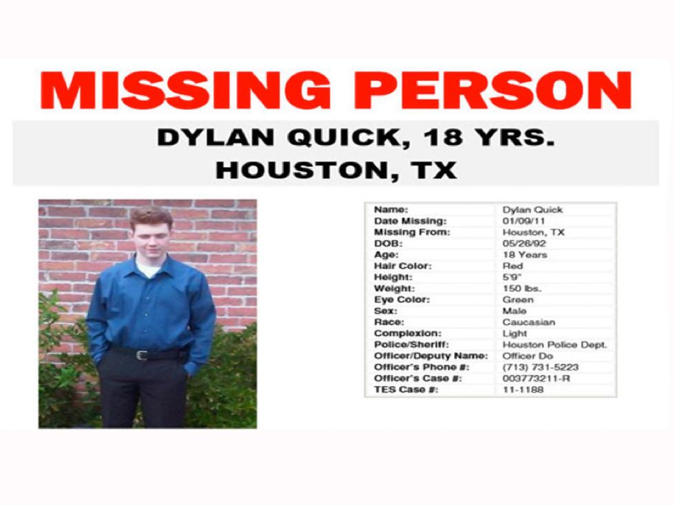 Dylan Quick Lone Star College Cy-Fair stabber Missing Person poster