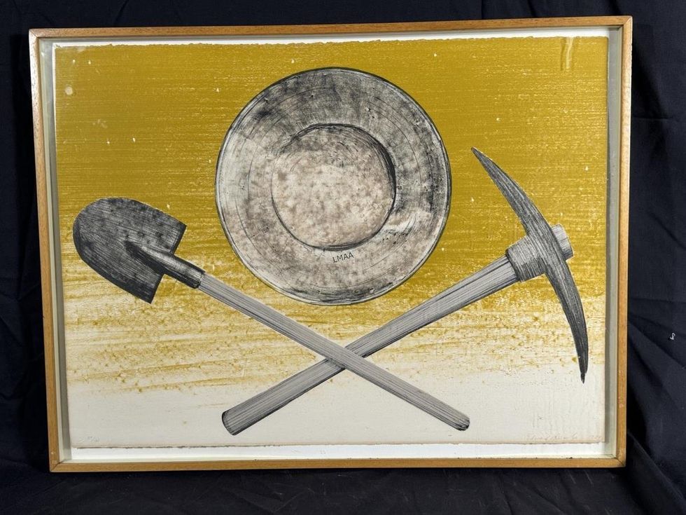 Ed Ruscha's "Shovel Pick Pan" lithograph is among the pieces for sale in the Lester Marks art auction
