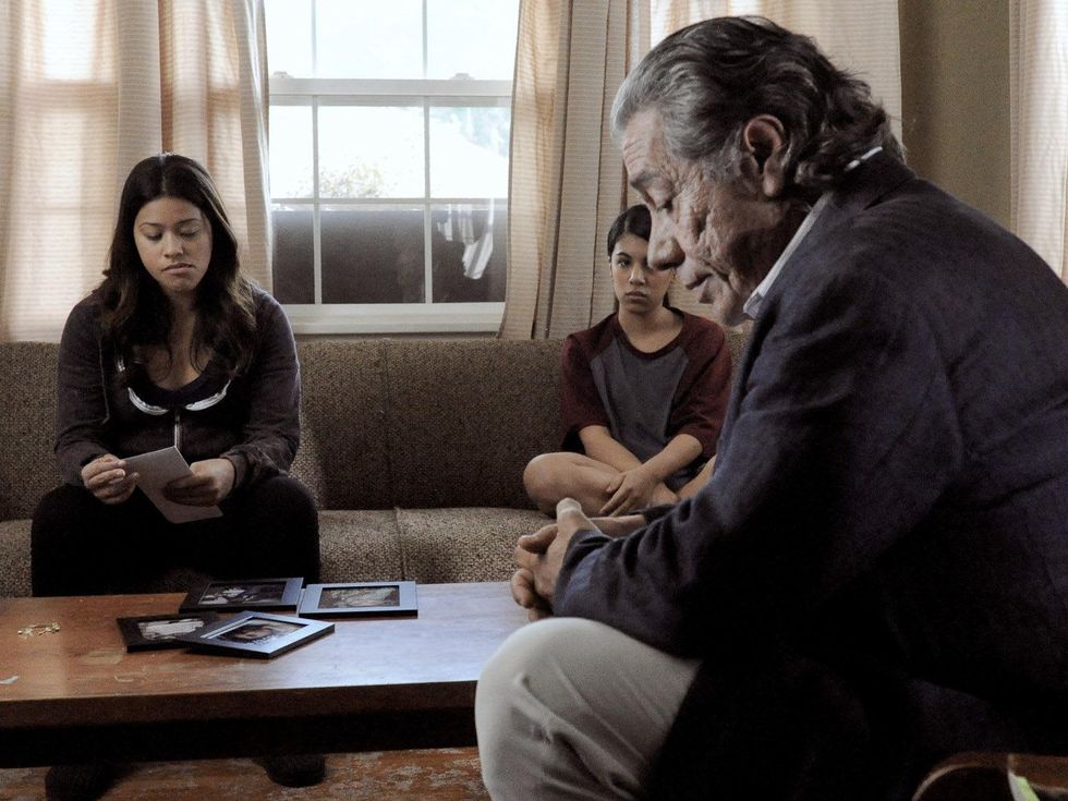 Edward James Olmos, Gina Rodriguez in Filly Brown movie