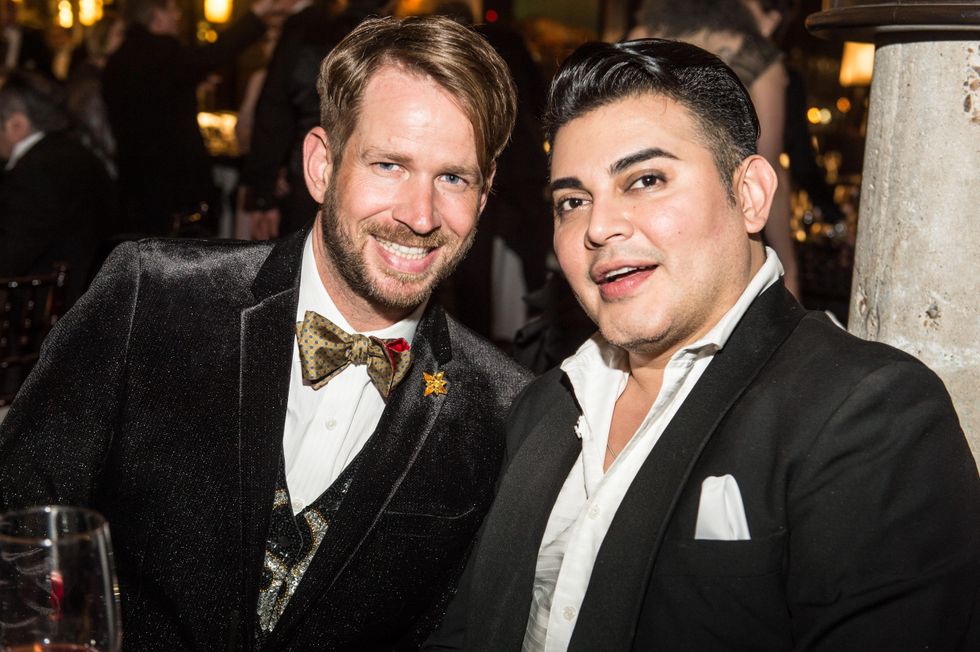 Edward Sanchez, left, and Jeff Shell at the Stages Repertory Theatre Gala April 2015 FULTON