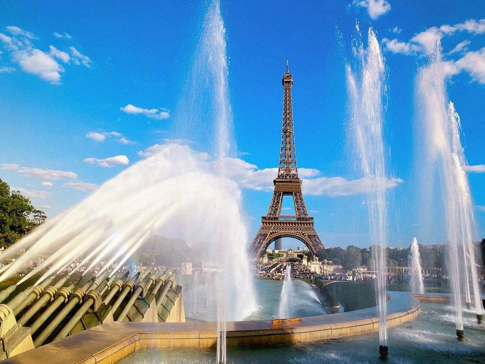 Eiffel Tower, fountains, Paris