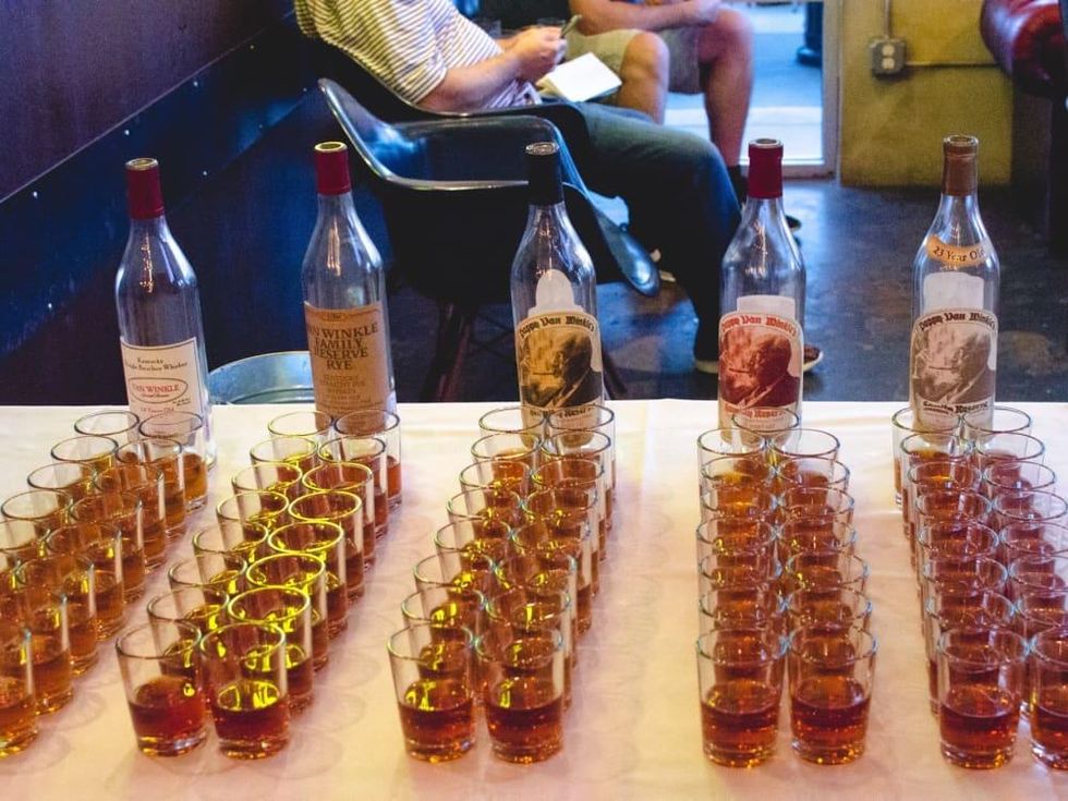 Eight Row Flint Pappy Van Winkle tasting bottles