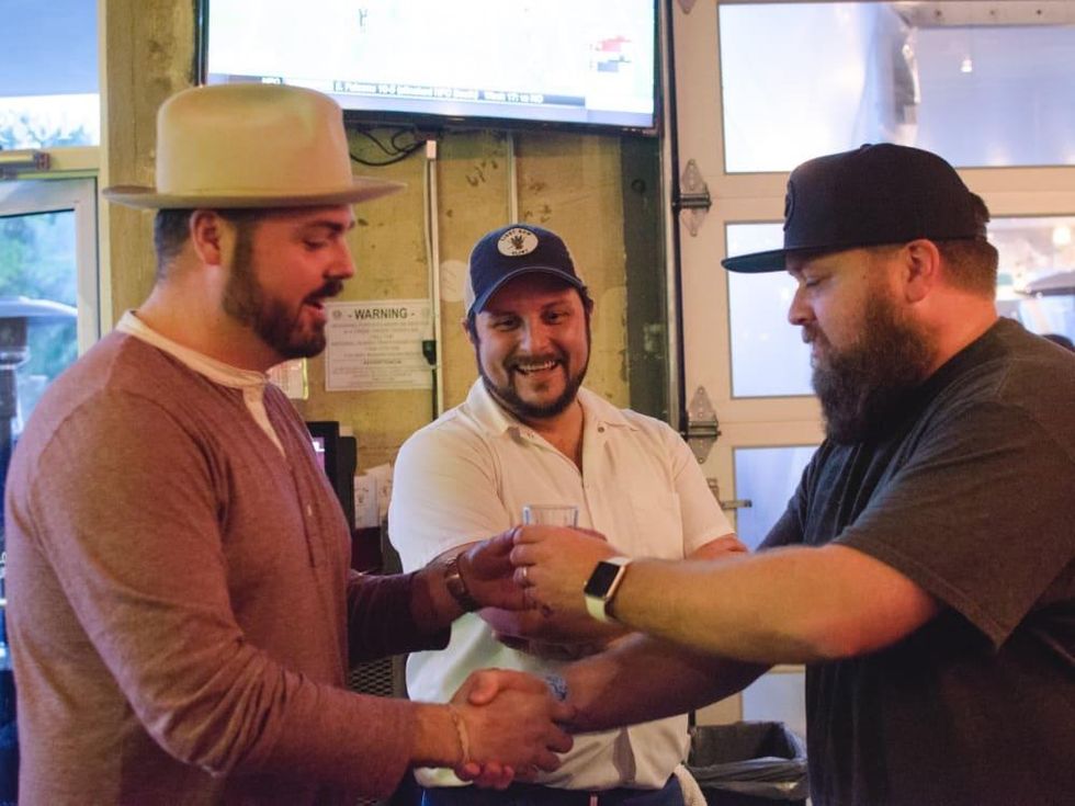 Eight Row Flint Pappy Van Winkle tasting Morgan Weber handshake