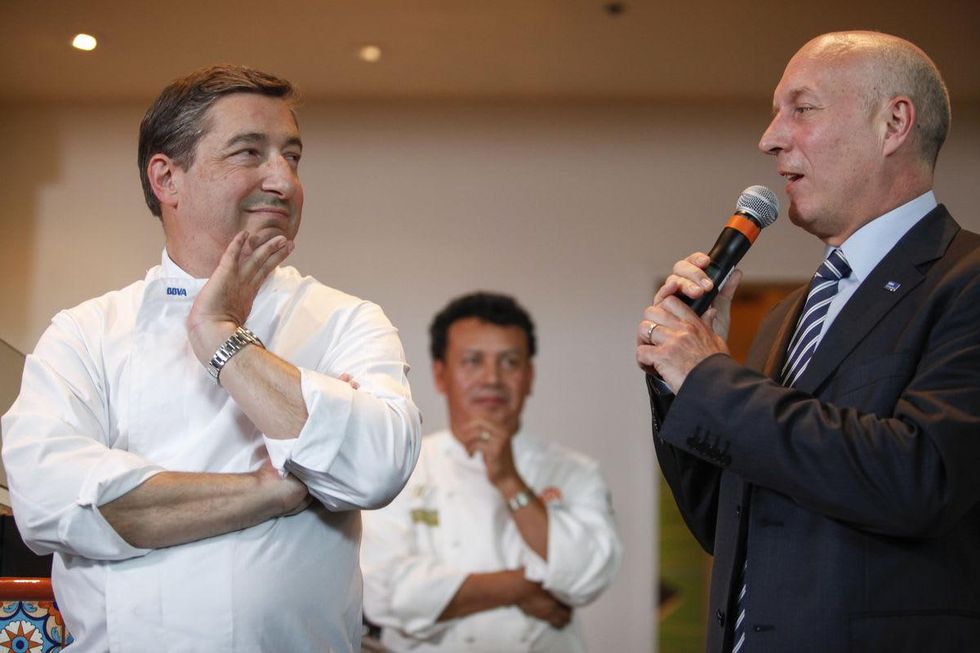 : El Celler de Can Roca Head Chef Joan Roca, Chef Hugo Ortega and BBVA Compass Chairman and CEO Manolo S\u00e1nchez.