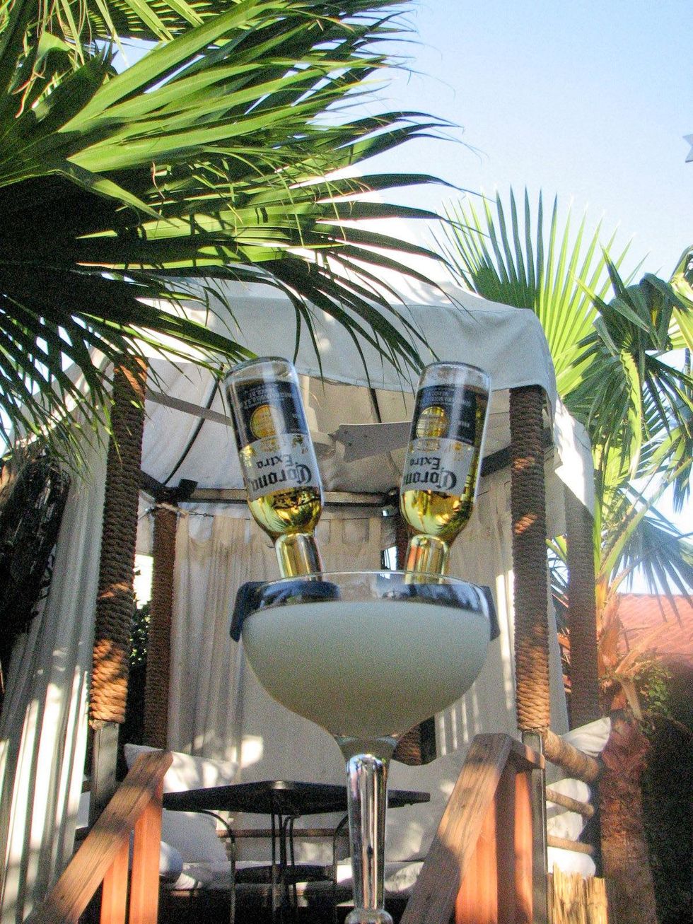 El Pueblito Patio margarita with Corona beer on patio