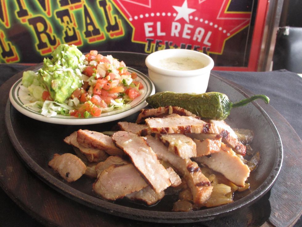 El Real Tex-Mex pork fajitas salad