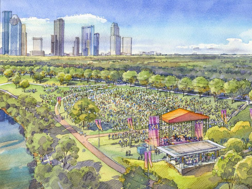Eleanor Tinsley Park plans for pavilion event venue rendering August 2013