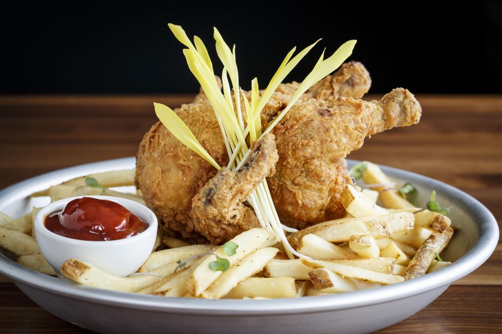 Eleven XI bar Houston April 2013 fried chicken french fries