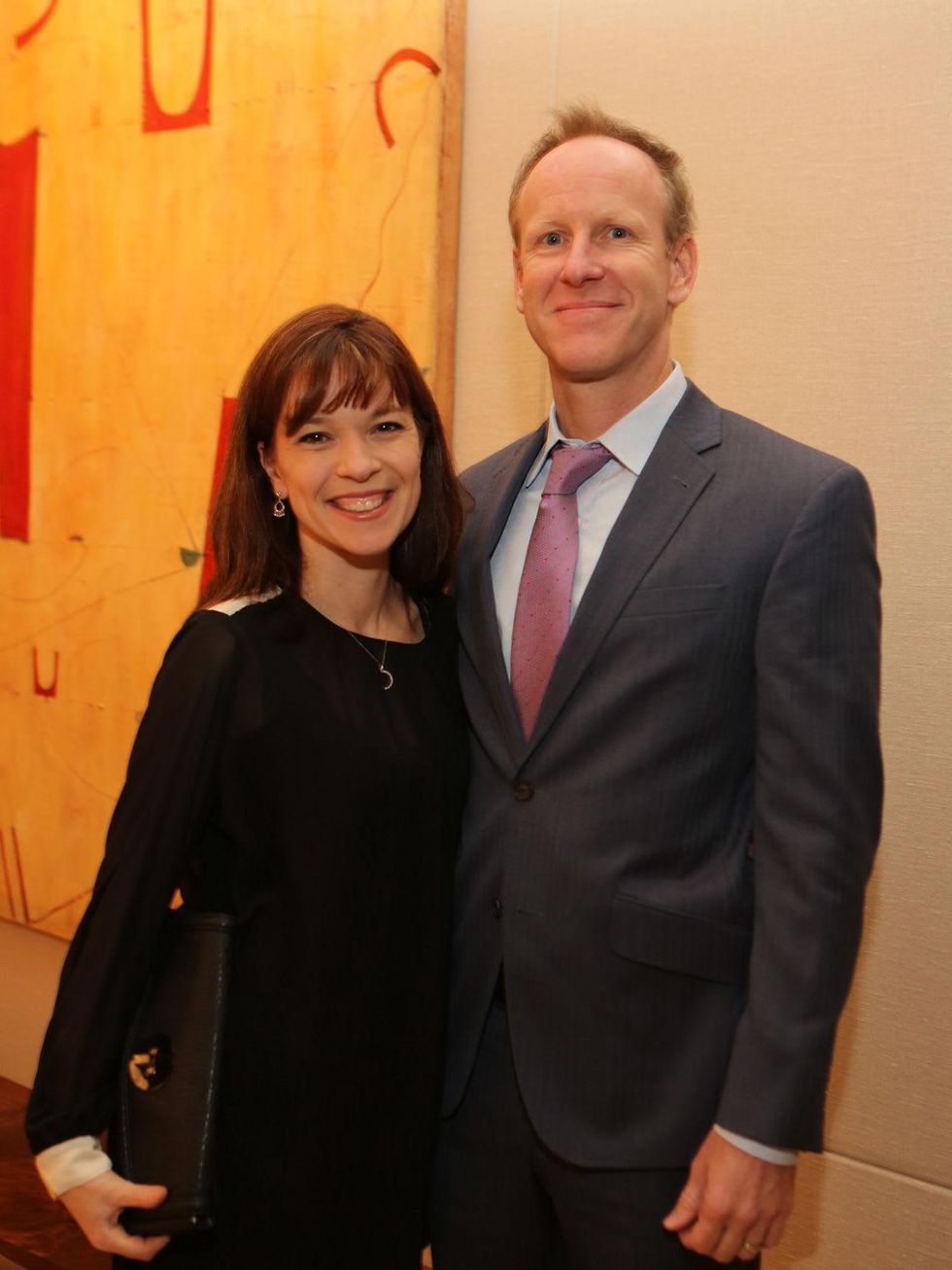 Elizabeth Bunch and Christopher Hutchison at the Alley Theatre Board Holiday Party December 2013