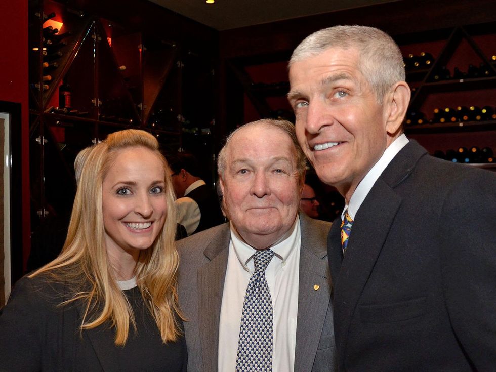 Elizabeth McIngvale Cogelski, from left, Dr. James T. Willerson and Jim McIngvale at the Texas Heart Institute dinner April 2014