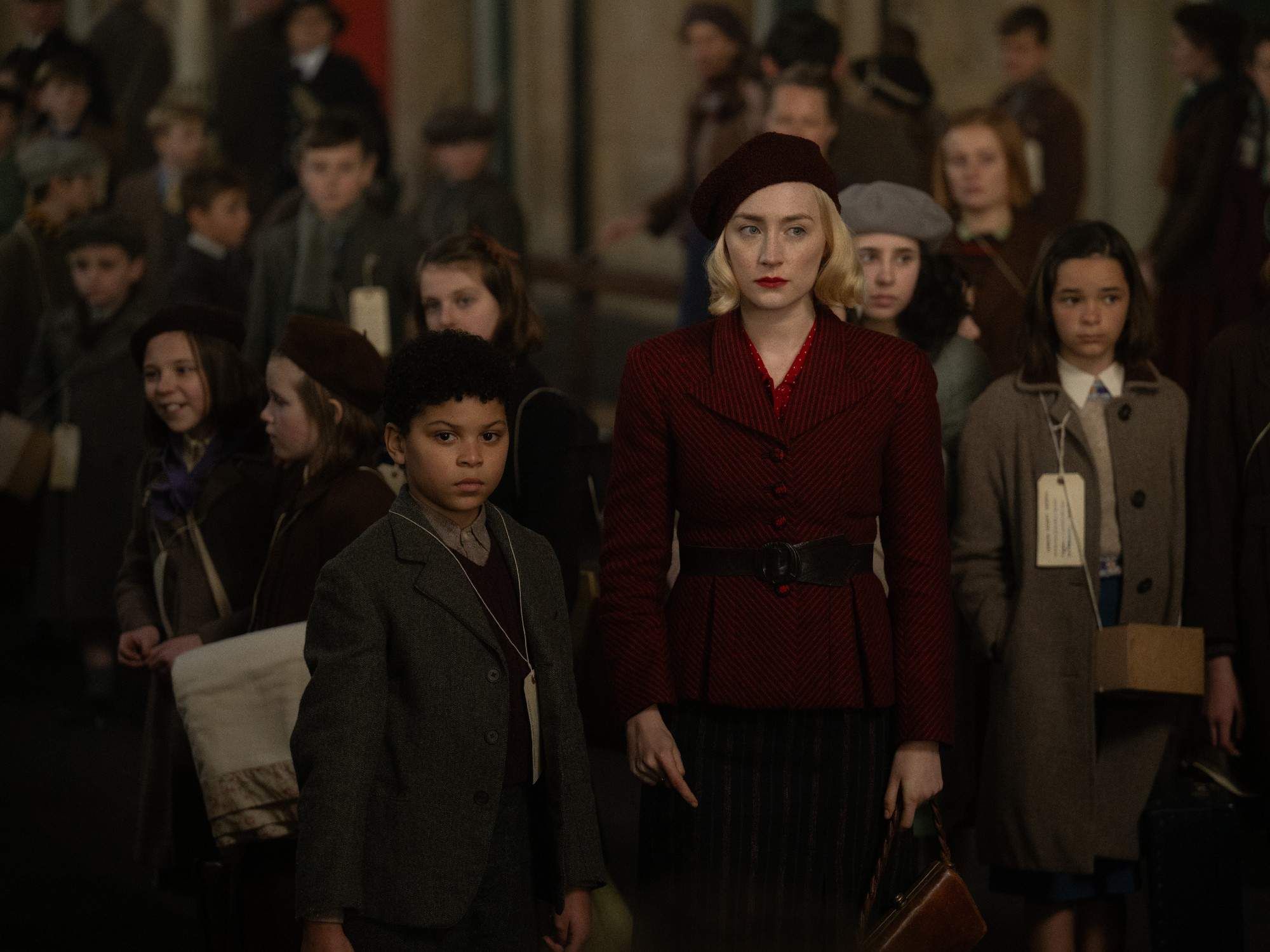 Elliott Heffernan and Saoirse Ronan in Blitz