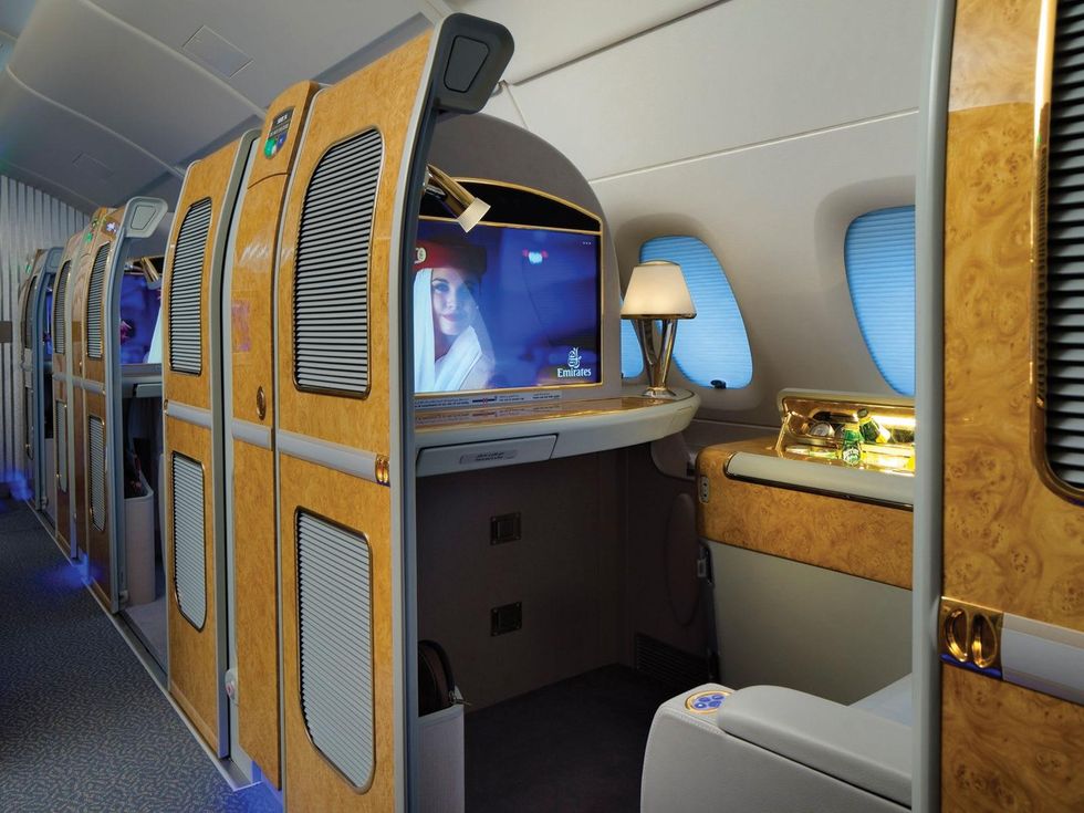 Emirates A380 in Houston December 2014 First Class Private Suite