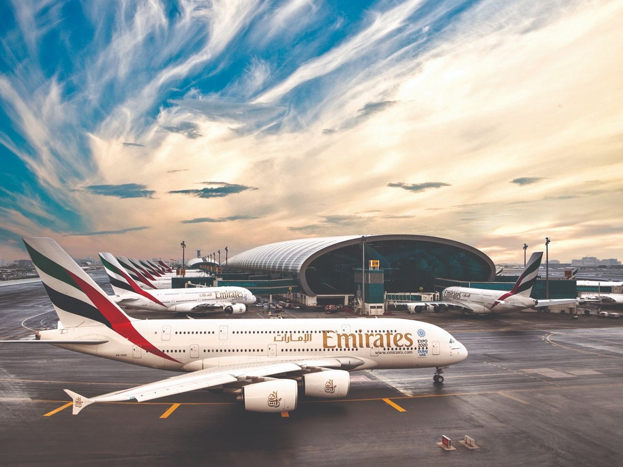 Emirates Airlines jet concourse