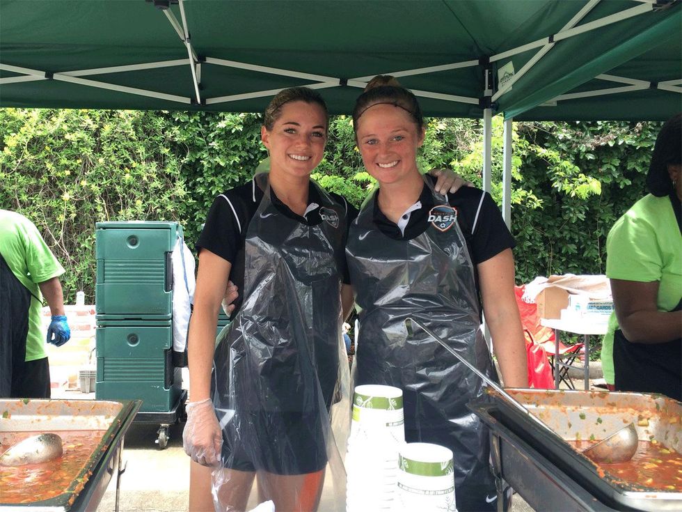 Empty Bowls event 2015 Jordan Jackson and Kealia Ohai of Houston Dash