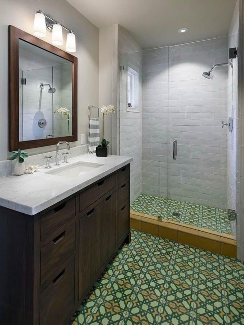 Encaustic tiles in bathroom