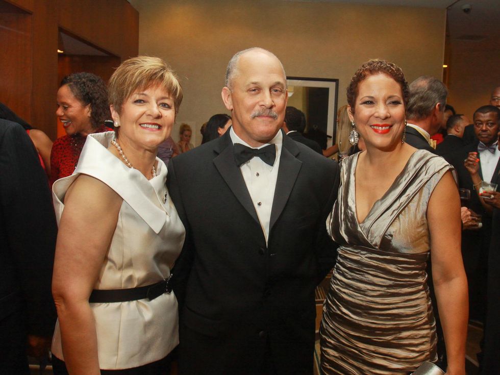 Ensemble Theater gala August 2013 Annella Metoyer and Michael Metoyer, from left, with Laurie Vignaud