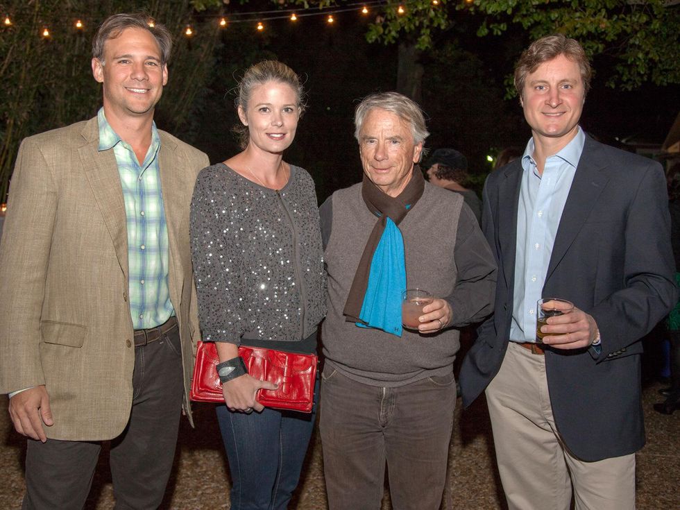 Eric and Katherine Houston, from left, Mike DeGeurin and Travis Landers at Rothko Chapel's Moonrise Party on the Plaza October 2013